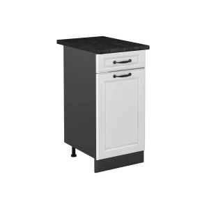 Küchenunterschrank R-Line Weiß Landhaus/Anthrazit 40 cm Arbeitsplatte Anthrazit Vicco