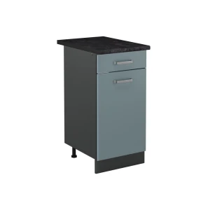 Küchenunterschrank R-Line Blau-Grau/Anthrazit 40 cm Arbeitsplatte Anthrazit Vicco