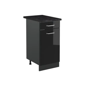 Szafki kuchenne R-Line Czarny połysk/Antracyt 40 cm blat roboczy Antracyt Vicco
