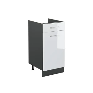 Mobiletto base cucina R-Line Bianco lucido/Antracite 40 cm senza piano di lavoro Vicco