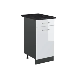 Mobiletto base cucina R-Line Bianco lucido/Antracite 40 cm piano di lavoro Antracite Vicco
