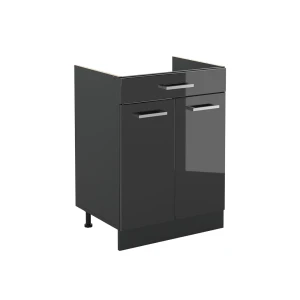 Mobiletto base cucina R-Line Antracite lucido/Antracite 60 cm con cassetto senza piano di lavoro Vicco
