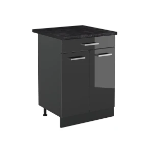 Mobiletto base cucina R-Line Antracite lucido/Antracite 60 cm con cassetto piano di lavoro Antracite Vicco