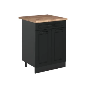 Mobiletto base cucina R-Line Antracite country/Antracite 60 cm con cassetto piano di lavoro Rovere dorato Vicco