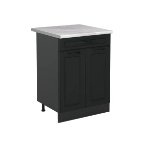Mobiletto base cucina R-Line Antracite country/Antracite 60 cm con cassetto piano di lavoro Marmo Vicco