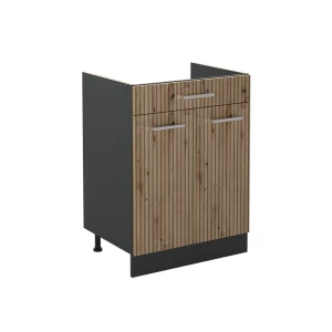Mobiletto base cucina R-Line Rovere artigianale/Antracite 60 cm con cassetto senza piano di lavoro Vicco