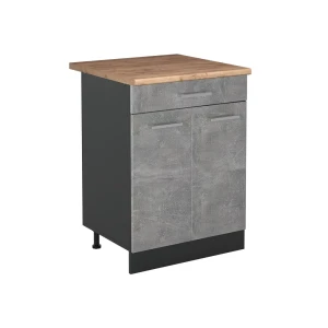 Mobiletto base cucina R-Line Calcestruzzo/Antracite 60 cm con cassetto piano di lavoro Rovere dorato Vicco