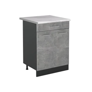 Mobiletto base cucina R-Line Calcestruzzo/Antracite 60 cm con cassetto piano di lavoro Marmo Vicco