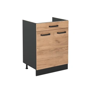 Mobiletto base cucina R-Line Rovere dorato/Antracite 60 cm con cassetto senza piano di lavoro Vicco