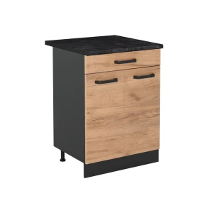 Mobiletto base cucina R-Line Rovere dorato/Antracite 60 cm con cassetto piano di lavoro Antracite Vicco