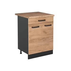 Mobiletto base cucina R-Line Rovere dorato/Antracite 60 cm con cassetto piano di lavoro Rovere dorato Vicco
