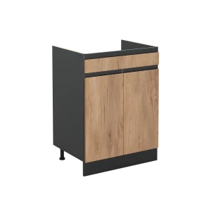 Mobiletto base cucina R-Line Rovere dorato/Antracite 60 cm con cassetto senza piano di lavoro Vicco