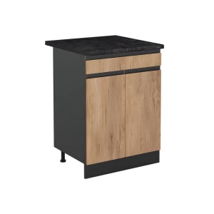 Mobiletto base cucina R-Line Rovere dorato/Antracite 60 cm con cassetto piano di lavoro Antracite Vicco