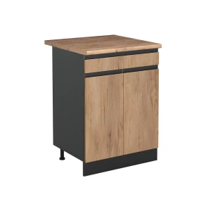 Mobiletto base cucina R-Line Rovere dorato/Antracite 60 cm con cassetto piano di lavoro Rovere dorato Vicco