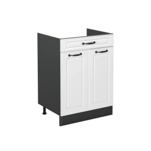 Mobiletto base cucina R-Line Bianco country/Antracite 60 cm con cassetto senza piano di lavoro Vicco
