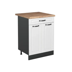 Mobiletto base cucina R-Line Bianco country/Antracite 60 cm con cassetto piano di lavoro Rovere dorato Vicco