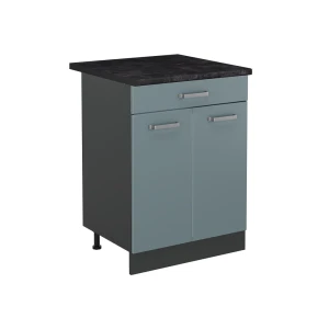 Mobiletto base cucina R-Line Grigio-blu/Antracite 60 cm con cassetto piano di lavoro Antracite Vicco