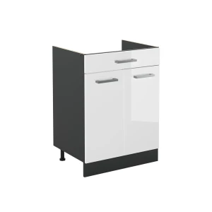 Mobiletto base cucina R-Line Bianco lucido/Antracite 60 cm con cassetto senza piano di lavoro Vicco