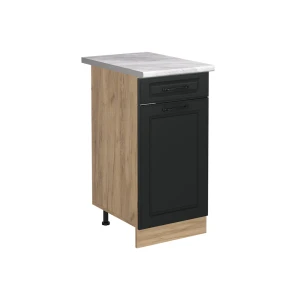 Küchenunterschrank R-Line Anthrazit Landhaus/Goldkraft Eiche 40 cm Arbeitsplatte Marmor Vicco