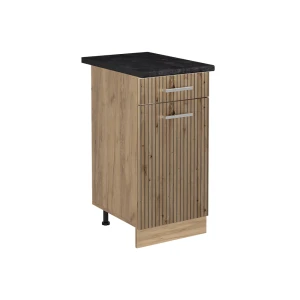 Küchenunterschrank R-Line Artisan-Eiche/Goldkraft Eiche 40 cm Arbeitsplatte Anthrazit Vicco