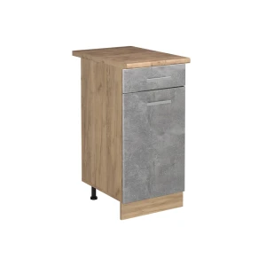 Küchenunterschrank R-Line Beton/Goldkraft Eiche 40 cm Arbeitsplatte Goldkraft Eiche Vicco