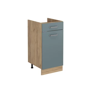Küchenunterschrank R-Line Blau-Grau/Goldkraft Eiche 40 cm ohne Arbeitsplatte Vicco