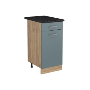 Küchenunterschrank R-Line Blau-Grau/Goldkraft Eiche 40 cm Arbeitsplatte Anthrazit Vicco