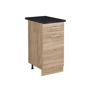 Küchenunterschrank R-Line Sonoma/Goldkraft Eiche 40 cm Arbeitsplatte Anthrazit Vicco