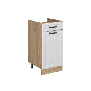 Küchenunterschrank R-Line Weiß Landhaus/Goldkraft Eiche 40 cm ohne Arbeitsplatte Vicco