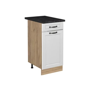 Küchenunterschrank R-Line Weiß Landhaus/Goldkraft Eiche 40 cm Arbeitsplatte Anthrazit Vicco