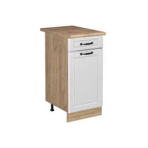 Küchenunterschrank R-Line Weiß Landhaus/Goldkraft Eiche 40 cm Arbeitsplatte Goldkraft Eiche Vicco