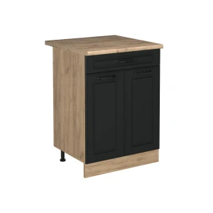 Mobiletto base cucina R-Line Antracite country/Rovere dorato 60 cm con cassetto piano di lavoro Rovere dorato Vicco