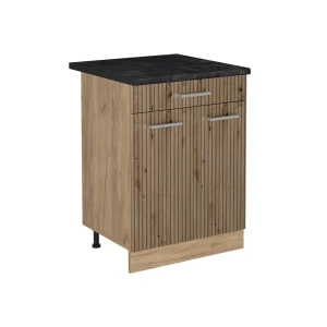 Küchenunterschrank R-Line Artisan-Eiche/Goldkraft Eiche 60 cm mit Schublade Arbeitsplatte Anthrazit Vicco