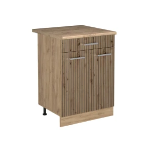 Mobiletto base cucina R-Line Rovere artigianale/Rovere dorato 60 cm con cassetto piano di lavoro Rovere dorato Vicco