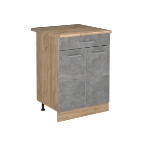 Mobiletto base cucina R-Line Calcestruzzo/Rovere dorato 60 cm con cassetto piano di lavoro Rovere dorato Vicco