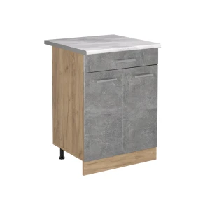 Mobiletto base cucina R-Line Calcestruzzo/Rovere dorato 60 cm con cassetto piano di lavoro Marmo Vicco
