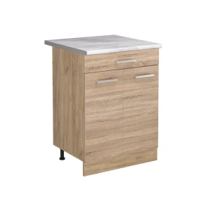 Keukenonderkast R-Line Sonoma/Goudkleurig Eiken 60 cm met lade marmer werkblad Vicco