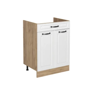Keukenonderkast R-Line Wit landelijk/Goudkleurig Eiken 60 cm met lade zonder werkblad Vicco