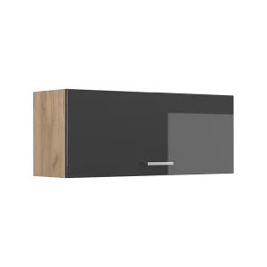 Pensile da cucina R-Line Antracite lucido/Rovere dorato 100 cm Piatto Vicco