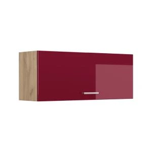 Pensile da cucina R-Line Rosso lucido/Rovere dorato 100 cm Piatto Vicco