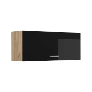 Pensile da cucina R-Line Nero lucido/Rovere dorato 100 cm Piatto Vicco