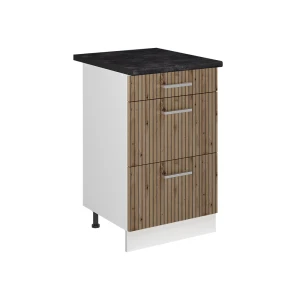 Keukenonderkast R-Line Artisanaal eiken/Wit 50 cm antraciet werkblad Vicco