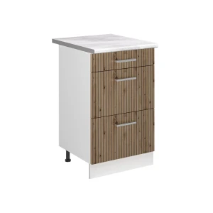 Keukenonderkast R-Line Artisanaal eiken/Wit 50 cm marmer werkblad Vicco