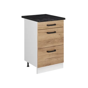 Keukenonderkast R-Line Goudkleurig Eiken/Wit 50 cm antraciet werkblad Vicco