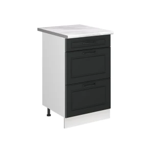 Keukenonderkast R-Line Antraciet landelijk/Wit 50 cm marmer werkblad Vicco