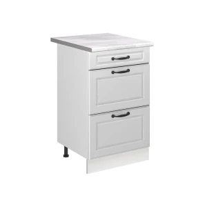 Keukenonderkast R-Line Wit landelijk/Wit 50 cm marmer werkblad Vicco