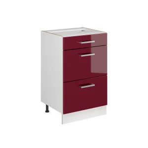 Keukenonderkast R-Line Rode hoogglans/Wit 50 cm zonder werkblad Vicco