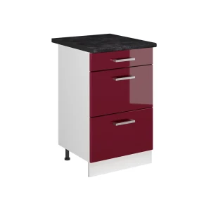 Keukenonderkast R-Line Rode hoogglans/Wit 50 cm antraciet werkblad Vicco