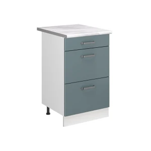 Keukenonderkast R-Line Blauw-grijs/Wit 50 cm marmer werkblad Vicco