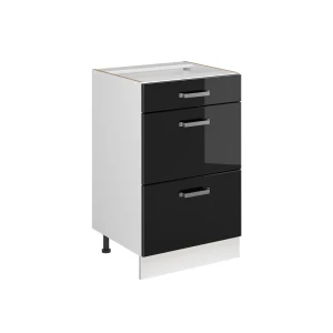 Keukenonderkast R-Line Zwart hoogglans/Wit 50 cm zonder werkblad Vicco